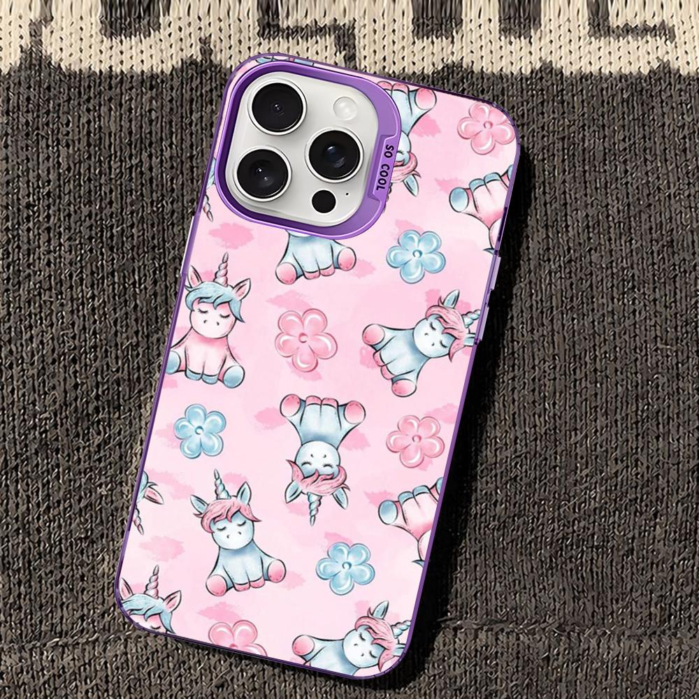 Мультяшный чехол для телефона с единорогом для iPhone 16 15 14 13 12 11 Pro Max X XR XSMAX 8 7 Plus Матовый противоударный задний чехол