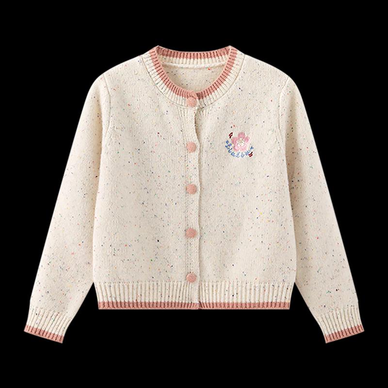 Girls' Classic Crewneck Knit Cardigan Sweater