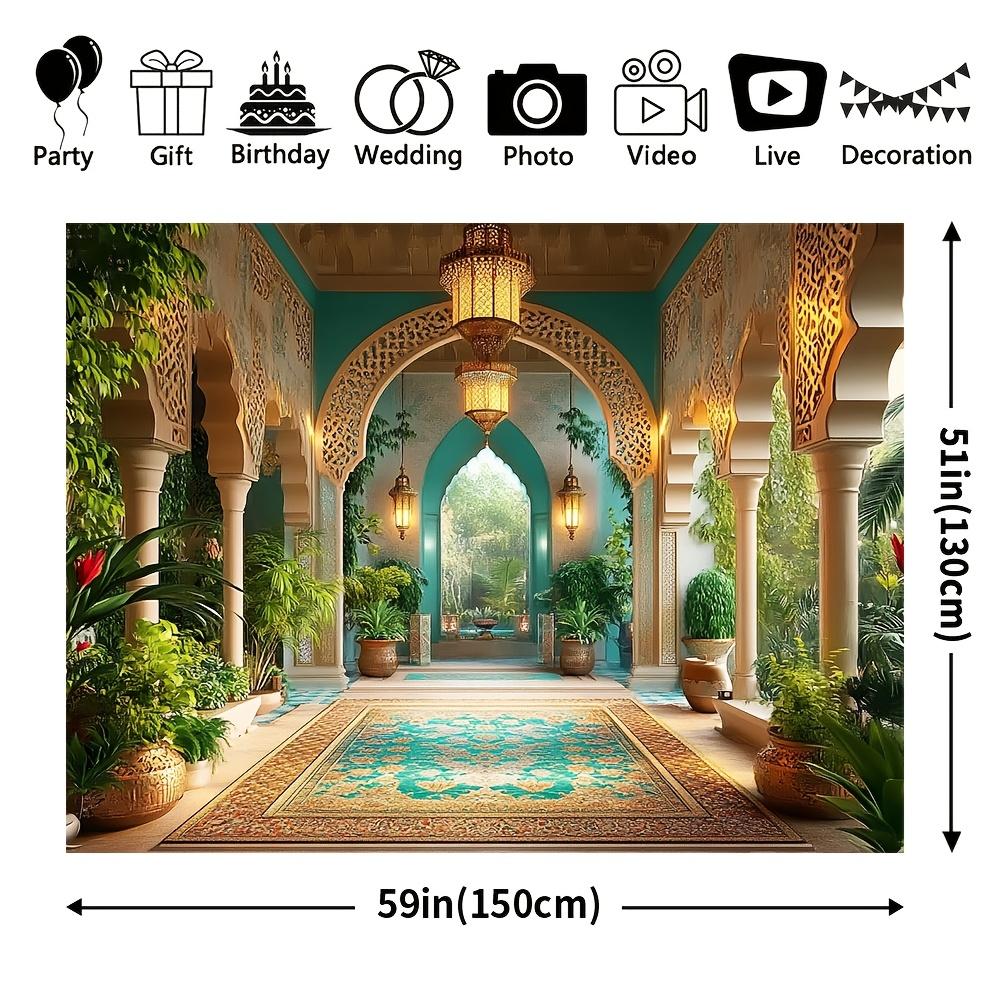 Luxurious Moroccan Style Polyester Area Rug Mat for Living Room Home Decor Ornate Indoor Carpet Tropical Boho Aesthetic Floor Co