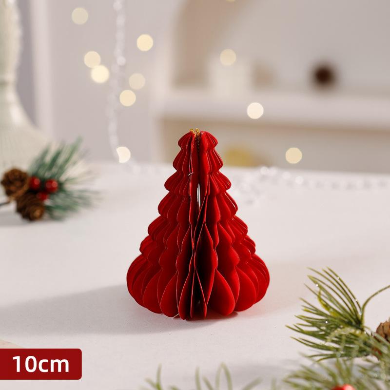 Christmas Decorations Three-dimensional Honeycomb Paper Folding Small Christmas Tree Desktop Ornaments Window Atmosphere Scene Layout
