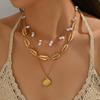 Shell Necklace Light Luxury High Sense Summer Metal Pendant Women's Fashion Multi-layer Vacation Style Collarbone Chain