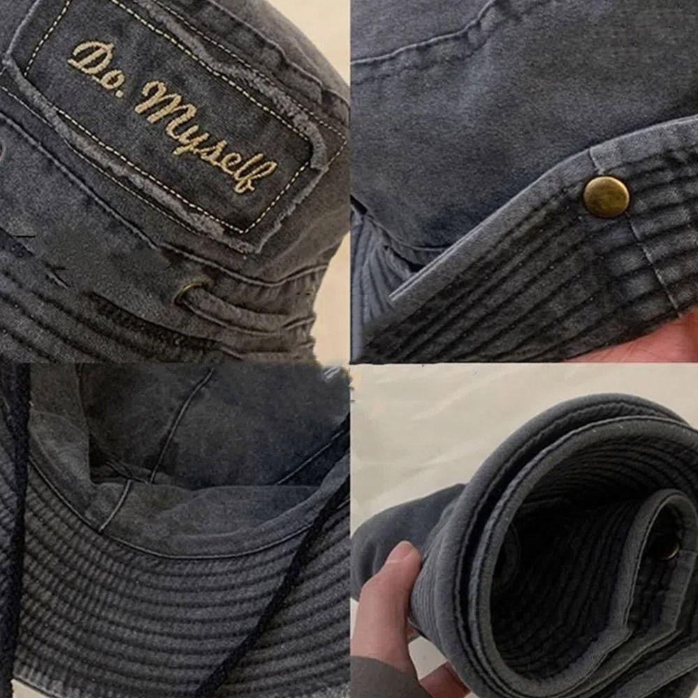 Adjustable Western Cowboy Hat Wide Brim Bucket Hat Vintage Outdoor Sun Hat with String