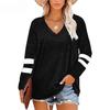 Women's Fashion Casual Solid Color Print Fall Winter Long Sleeve V-Neck Pullovers & Long Sleeves