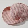 Striped Pattern Korean Version Hat Simple Design Big Eaves Simple Travel Hat Korean Style Shading Function Striped Bucket Hat
