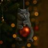Cat Christmas Ornament Cute Kitten Christmas Ball Ornament 2D Flat Car Rearview Mirror Hanging Charm for Cat Lovers