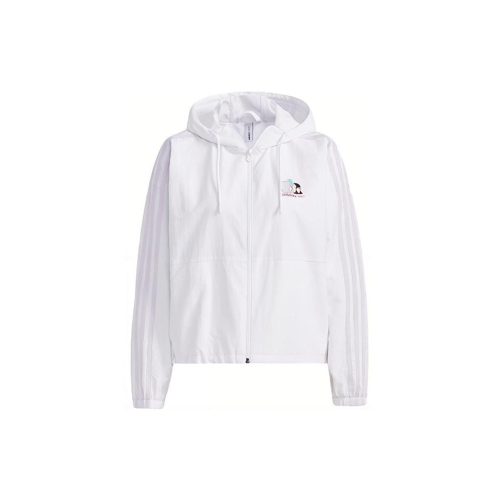 adidas Женская куртка Neo Three-Stripe Color Block с длинными рукавами и капюшоном, белая H45099