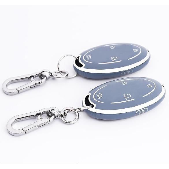 5-Button Key Fob Cover For Hyundai 2024-2025 Tucson Elantra Santa Fe Kona Sonata IONIQ, Protective Case With Anti-Loss Keychain, Black