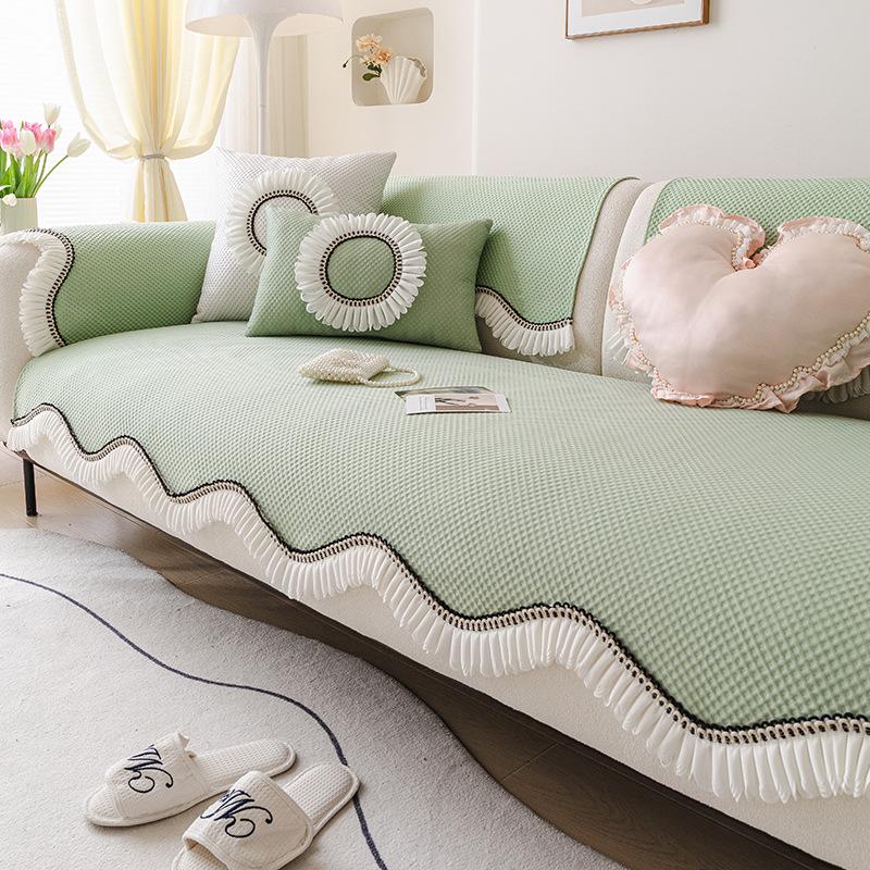 Summer French Special-Shaped Sofa Cushion New Cool Feeling Ice Silk High Feeling Summer Seat Cushion Non-Slip Cover Cover Cloth