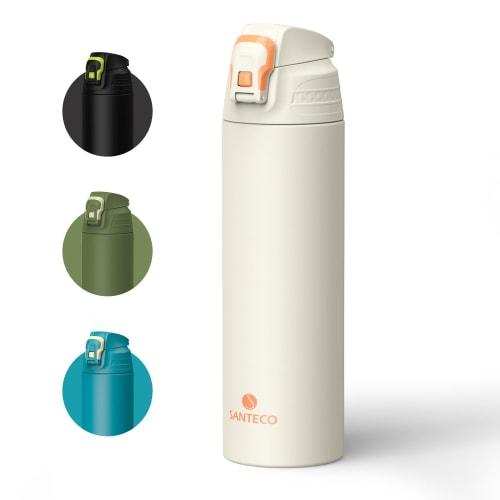 SANTECO 1 Liter Thermos 1000ML Stainless Steel Water Bottle, Vacuum Insulated, Perfect for Sports, Keeps Cold or Hot, Easy To Clean, Direct Drink Comp