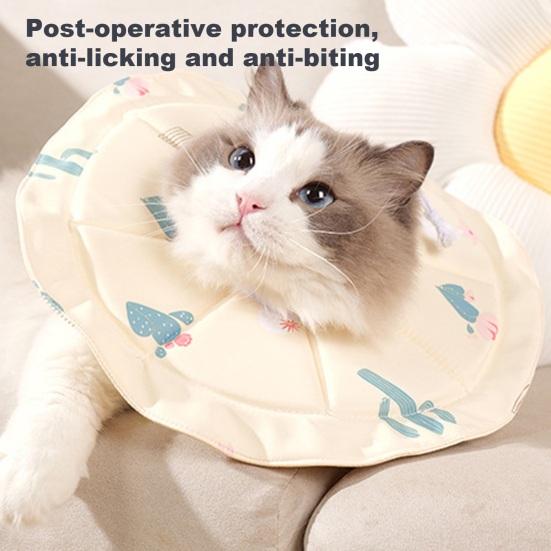 Adjustable Pet Cone Collar Soft Waterproof Recovery Collar for Cats Kittens After Surgery Anti-Bite Elizabethan Neck Cone for Grooming Bathing