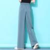 Women's Wide-Leg Acetate Satin Cloud Pants - High Waist, Ice Silk, Floor-Length, Large Size, Summer