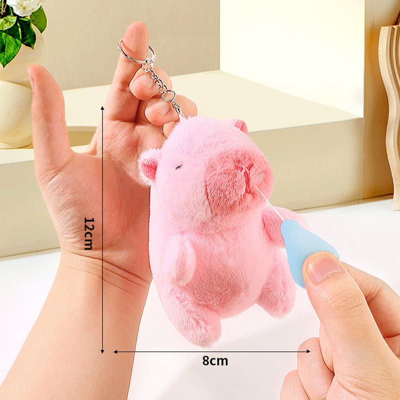 Милая плюшевая капибара с растягивающимся брелком из носовой слизи Мягкая пушистая игрушка Чучело животное Кукла Брелок Подарок