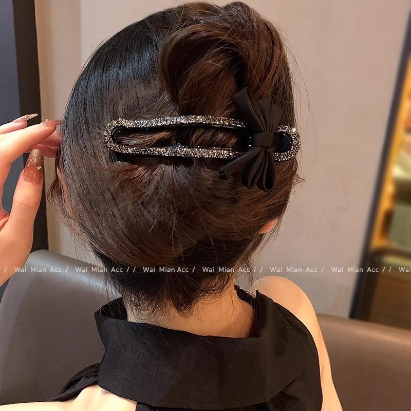 Diamond-encrusted Straight Clip High-end Scratch-off Clip Back of The Head Lazy Person's ClipHair Clip Duckbill Clip Hair Accessory