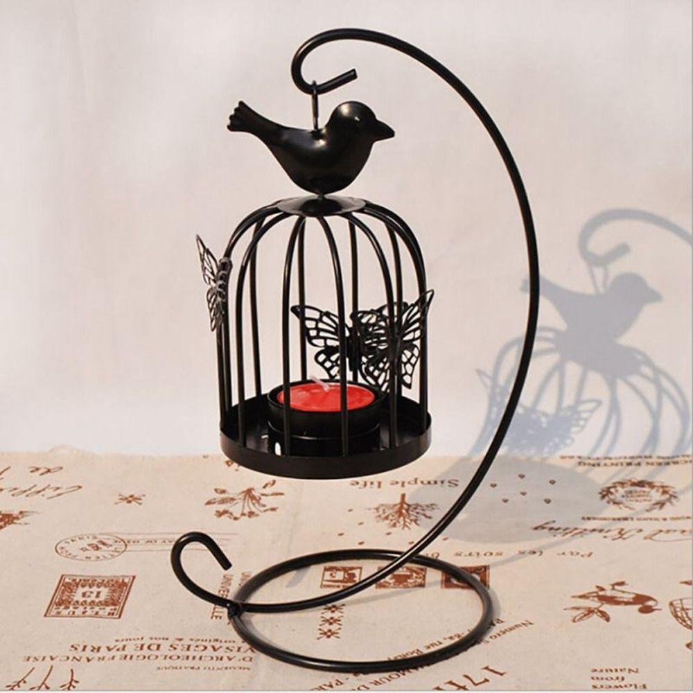Hollow Leaf Candle Holder Iron Craft Iron Candlestick Ornaments Birdcage Candle Lamp  Desktop Decor
