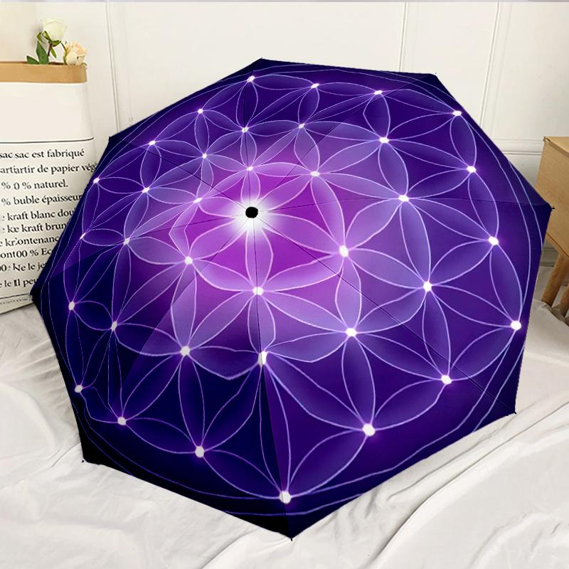 Cosmic Flower Of Life 8-Frame for Travel, camping, Casual Lightweight Portable Umbrella, Essential for every family Holidays Birthday Gift