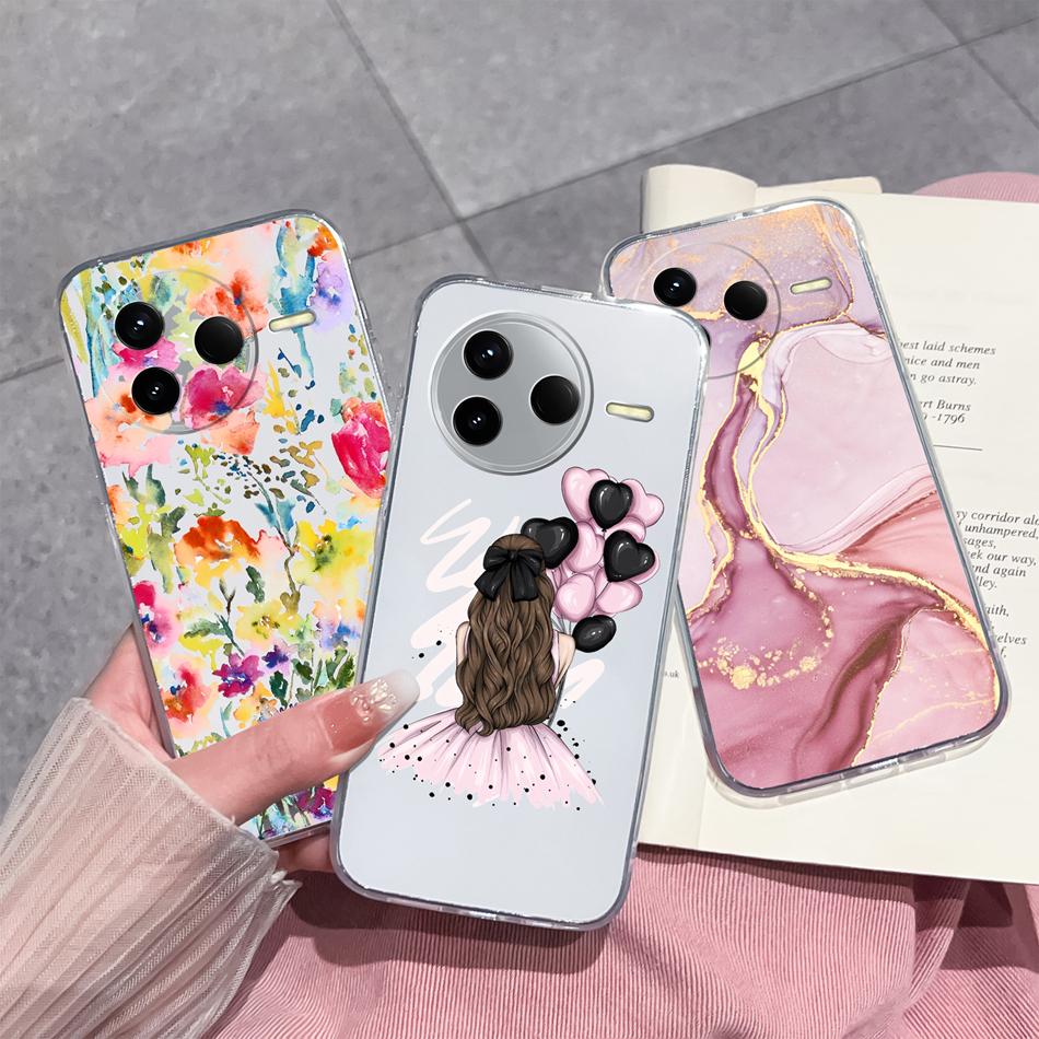 Чехол для POCO F7 Pro / F7 Ultra Летний Цветок Прозрачный Funda для POCO F 7 Мягкая Ультратонкая Задняя Крышка Телефона Ударопрочный Корпус