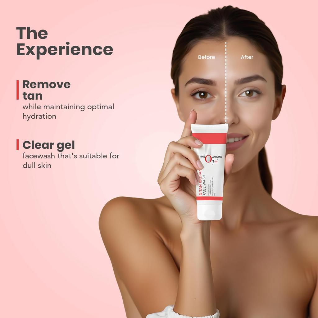 O3+ D-Tan Radiance Face Wash 60g Pack Of 1 With Vitamin C For Glowing Skin And Deep Cleansing
