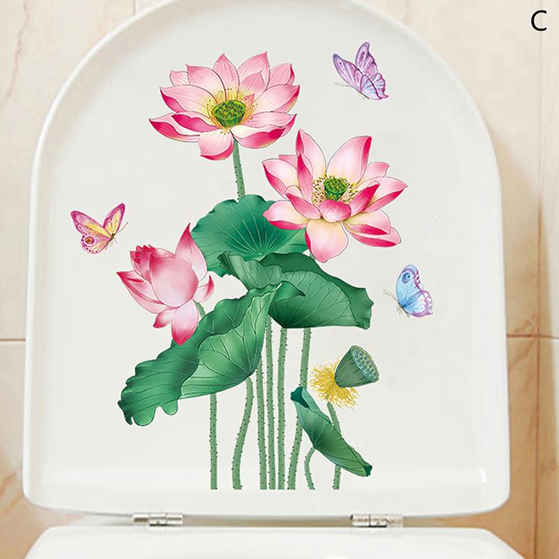 Наклейки на туалет, унитаз, растение, цветочная наклейка на стену для ванной комнаты, наклейка на крышку унитаза, самоклеящаяся наклейка, настенное украшение для дома