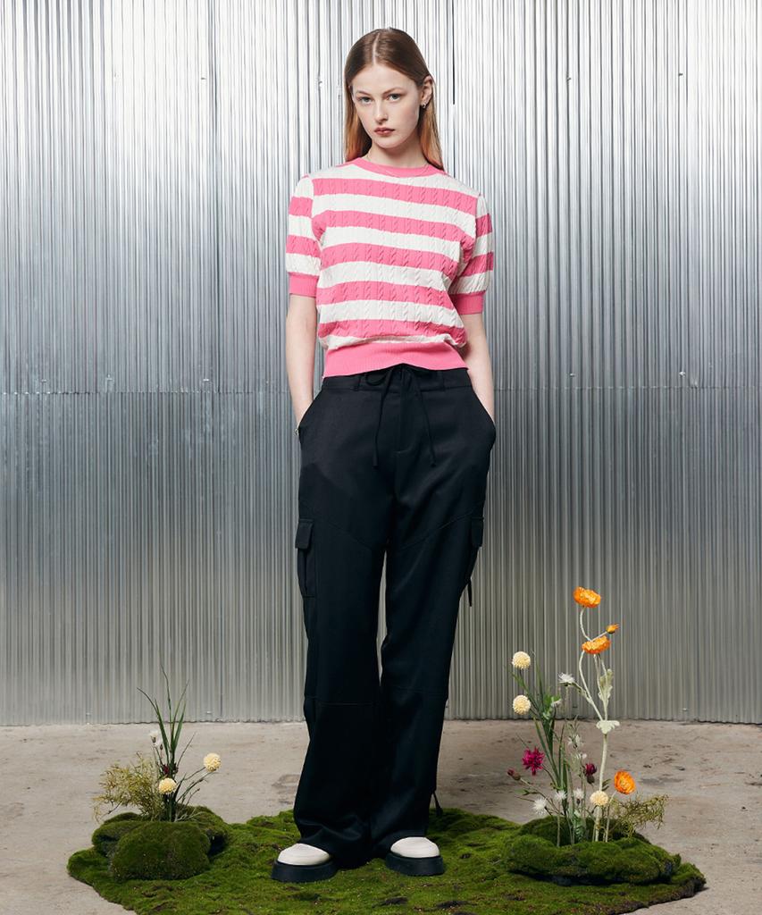LARTIGENT L2 Stripe Short Sleeve Knit(Pink)