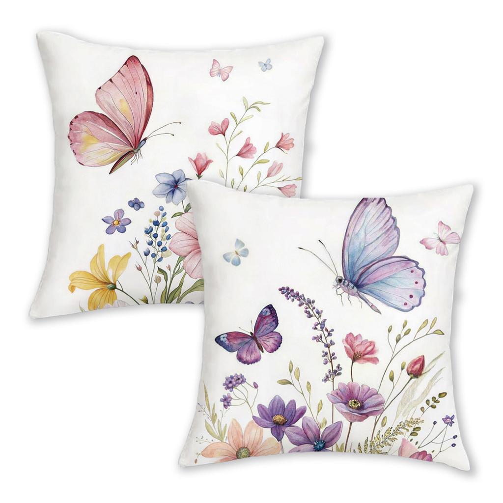 2pcs Boho Graceful Butterfly - Adorned PillowcasesLiving Room Sofa Cushion Cover, Soft and Comfortable, Bedroom Room Decoration