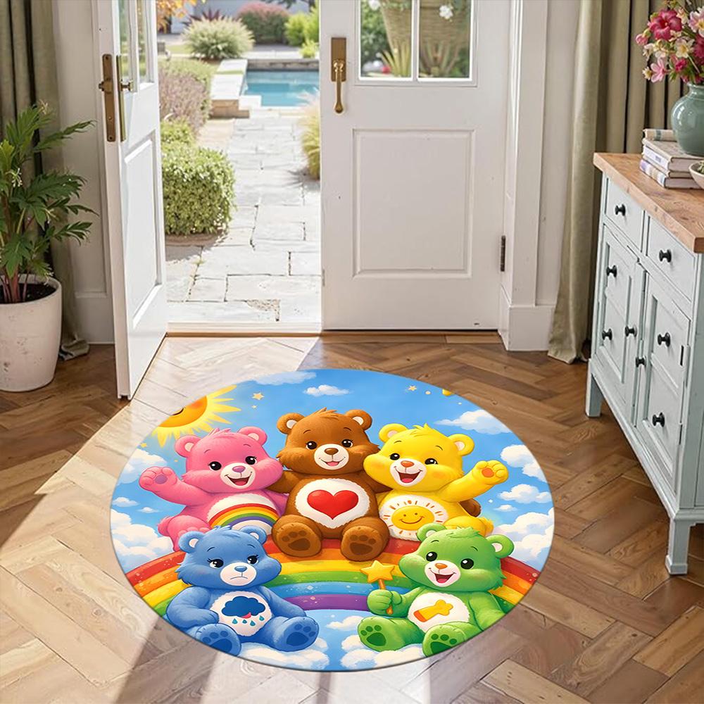 Care Bears Round Carpet Design for Living Rooms Game Room Decorate room Study room Anti-slip Round Rug Office home decor Perfect Gift for Women Men