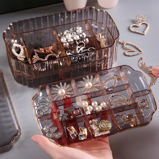 Transparent Jewelry Storage Box Large Capacity Multi-layer Dustproof Earrings Rings Container Desktop Jewelry Organizer Case