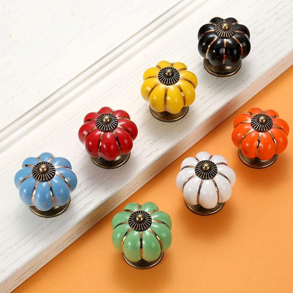 Colorful Furniture Single Hole With Screws Pumpkin Door Knob Drawer Pull Drawer Knob Door Handle