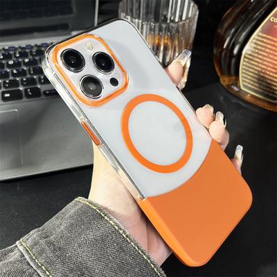 Контрастный цветной магнитный прозрачный чехол для iPhone 15 13 14 12 Pro Max Plus для беспроводного зарядного устройства Magsafe, противоударный чехол для телефона Funda