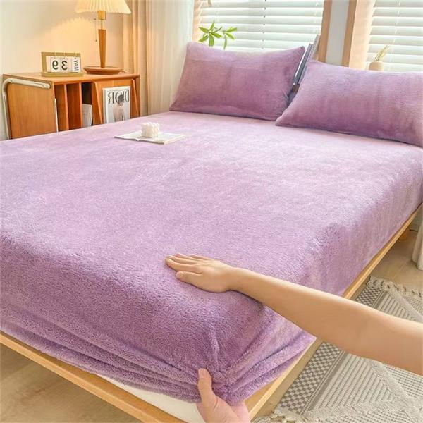 Winter Plush Elastic Fitted Sheet Double Bed Sheet Soft Warm Velvet Bedspread Mattress Cover Bed Linen Protector Twin Queen King