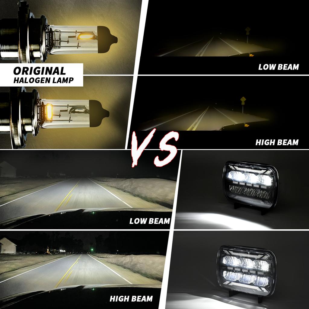 Квадратная светодиодная фара 5 x 7 дюймов, высокая яркость, водонепроницаемость IP67, дальний/ближний свет, передняя фара для грузовика