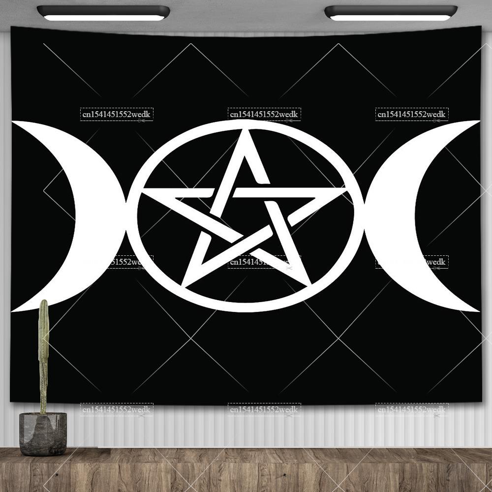 Хиппи Пентаграмма Викканский настенный гобелен Оккультный колдовской гобелен Эстетические сатанинские гобелены с головой козла Украшение гостиной