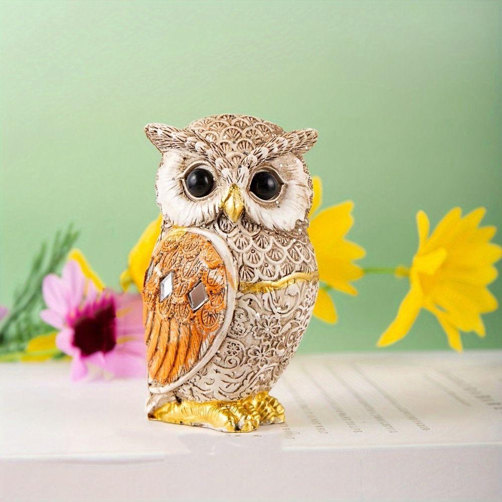 Vivid Owl Statue Cute Desktop Ornament Micro Landscape Bird Miniature Figurine  Home