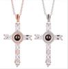 Summer Cross Inlaid Diamond Letter Necklace for Women - Custom Picture Projection Jewelry Accessory