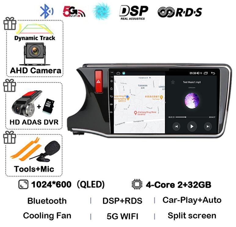 Android 14 Carplay Auto For Honda CITY 2014 2015 2016 2017 2018 2019 Car Radio Multimedia Stereo Player Navigation GPS 4G+WIFI