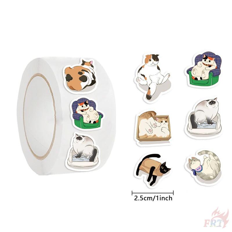 500 шт./рулон Q Lazy Cats Kids Rewards Наклейки - DIY Scrapbooks Декор Альбом Запечатывание Этикетки Наклейки
