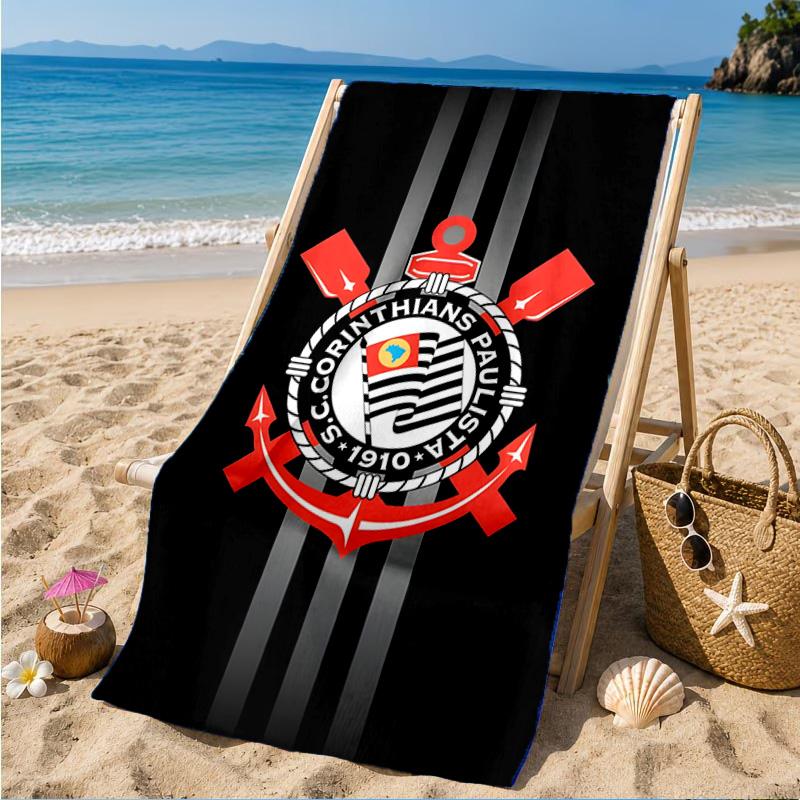 Sport Club Football Crest Printed Microfiber Beach Towel, Soft And Absorbent, Quick-Dry, Ideal for Summer Travel, Beach Essential, Swimming Pool