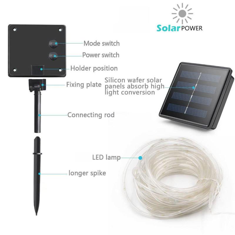 Солнечный светодиодный уличный светильник для труб, веревка, двор, забор, ограждение, декоративный свет, сад, клумба, ландшафтное освещение, наружный балкон, атмосферный свет