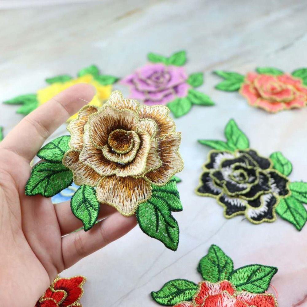 DIY Handmade Embroidery Flower Patch Polyester Fiber Floral Patches Embroidery Repair Patch Jeans