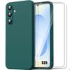 Case for Samsung Galaxy S25 - Night Green Anti-Scratch Silicone + 2 Tempered Glasses - BOOLING®