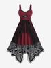 Rosegal Halloween Vampire Costume Gothic Plus Size Lace-up Cross High Low Skulls Mesh Rivet Lace Trim Asymmetrical Tank Dress