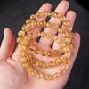 Natural Gold Yellow Rutilated Quartz Crystal Bracelet Stone Round Bead Stretch Gemstone Jewelry Women Men 7mm