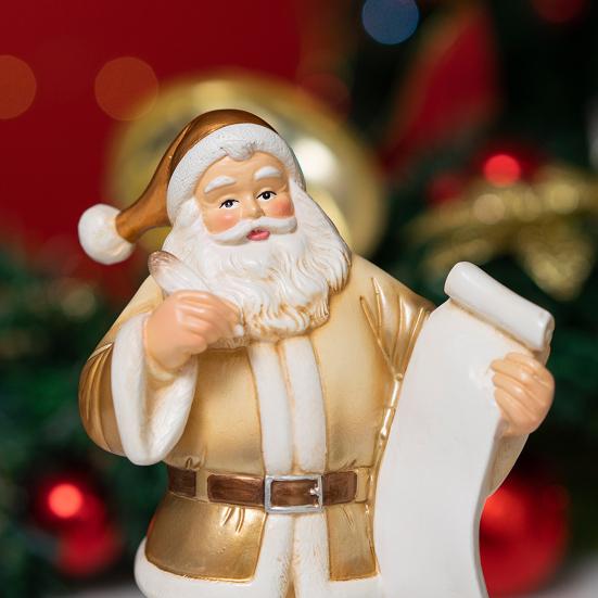 Маленькая полимерная фигурка Санта-Клауса, скульптура Санты с мешком подарков/списком желаний для каминной полки, книжной полки, столешницы, украшение для новогодней вечеринки