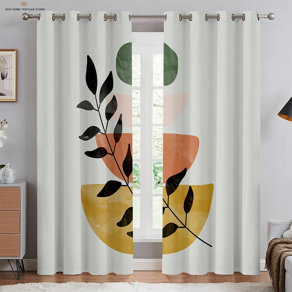 Modern Picture Art Round Texture Curtains, 2 Panels, Minimalist Style, Home, Living Room, Bedroom, Balcony, Kids Room Decor