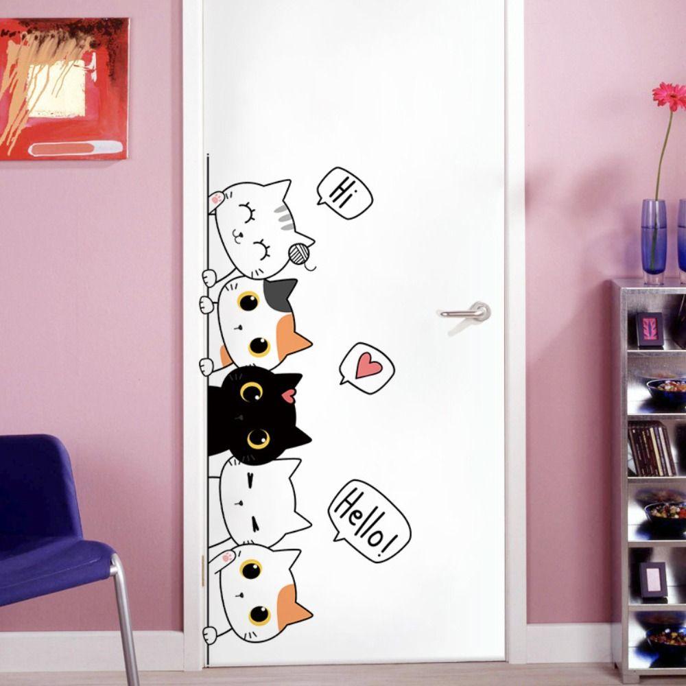 Cartoon Wall Decals Cute Wallpaper DIY Cat Wall Stickers  Doors