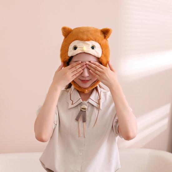 Милая мультяшная шляпа, головной убор, 3D пушистая плюшевая сова, аксессуары для волос, шляпа для выступлений, костюм для вечеринки, аксессуары для косплея