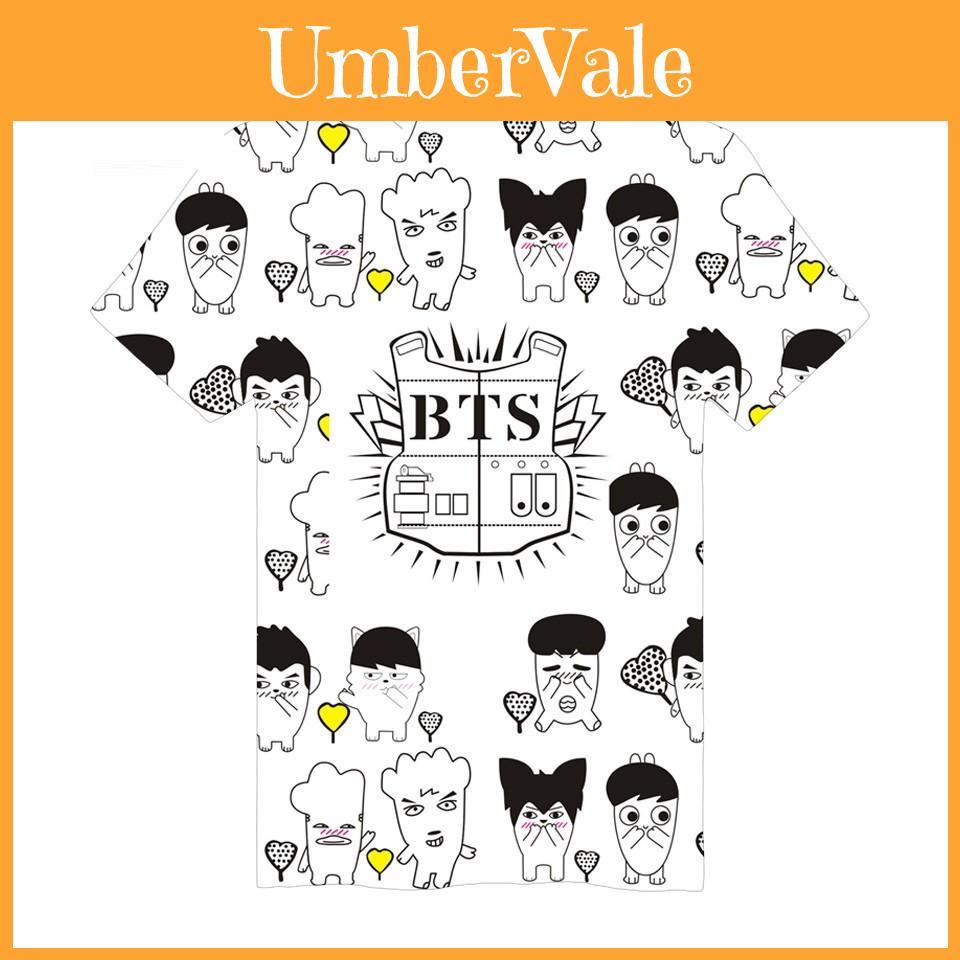 Высококачественная K-pop футболка BTS 3D Bangtan Boys Love Yourself с коротким рукавом