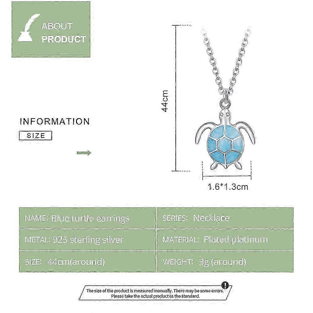 2025 (New arrival) S925 Sterling Silver Blue Turtle Women Nacklace Jewelry