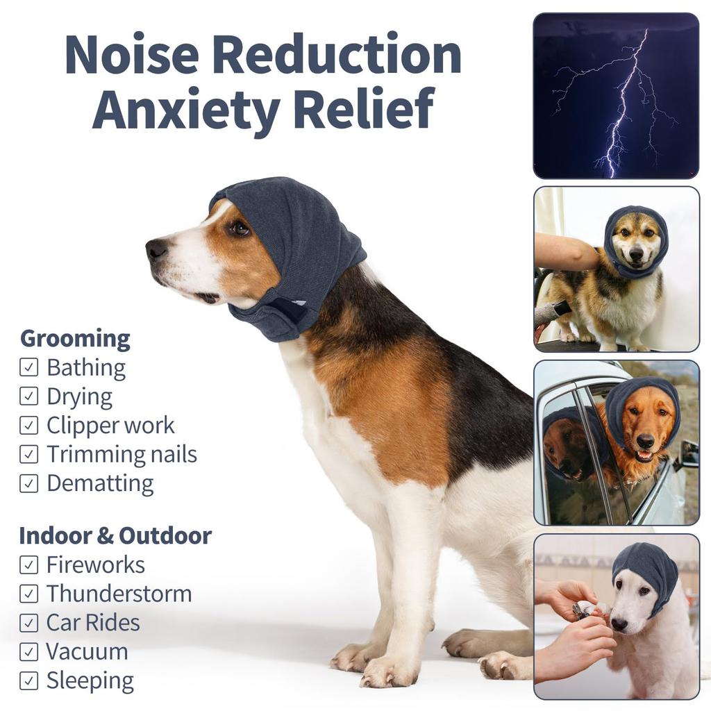 New Leisure Dog Calming Cloth Headband-Comfortable Anti-Fear Neck Wrap with Thunder-Proof Ear Cover to Soothe Anxiety
