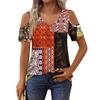 Женская футболка, элегантная повседневная рубашка с принтом, короткий рукав, летний топ свободного кроя