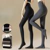 Plus Size Women's Gray Base Layer Pantyhose & Black Compression Slimming Leggings Fleece Lined Thickened Non-Slip Drop-Free Outer Wear for All Seasons